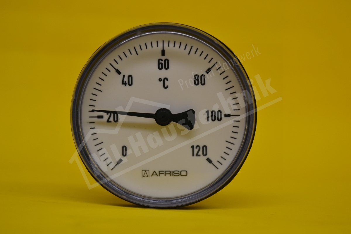 Bimetall-Thermometer 1/2" x  40 mm Kunstoff-gehäuse  63 mm 0-120 Grad